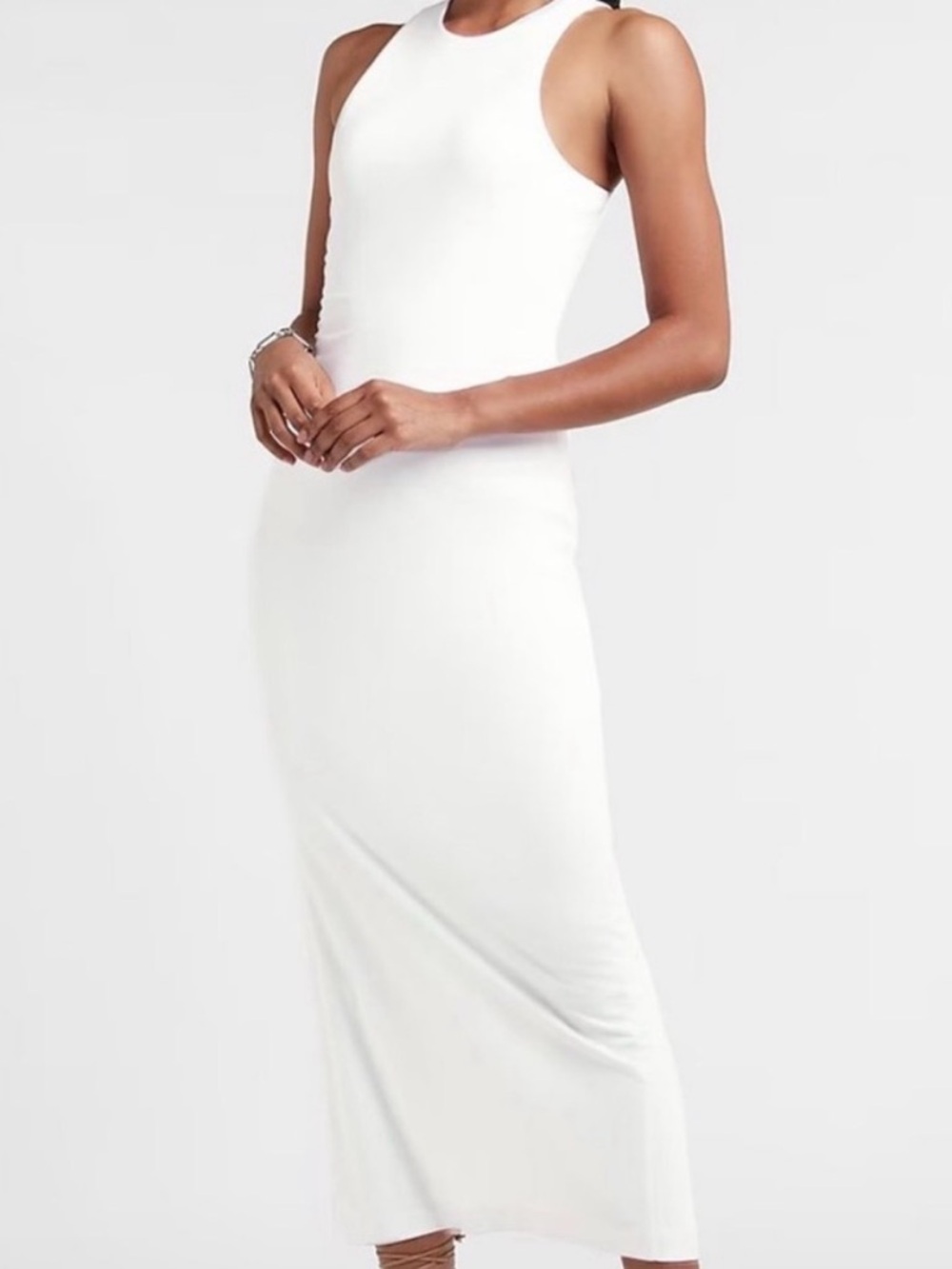 Express Sleek White Sleeveless Maxi Dress - Elegant Minimalist Style